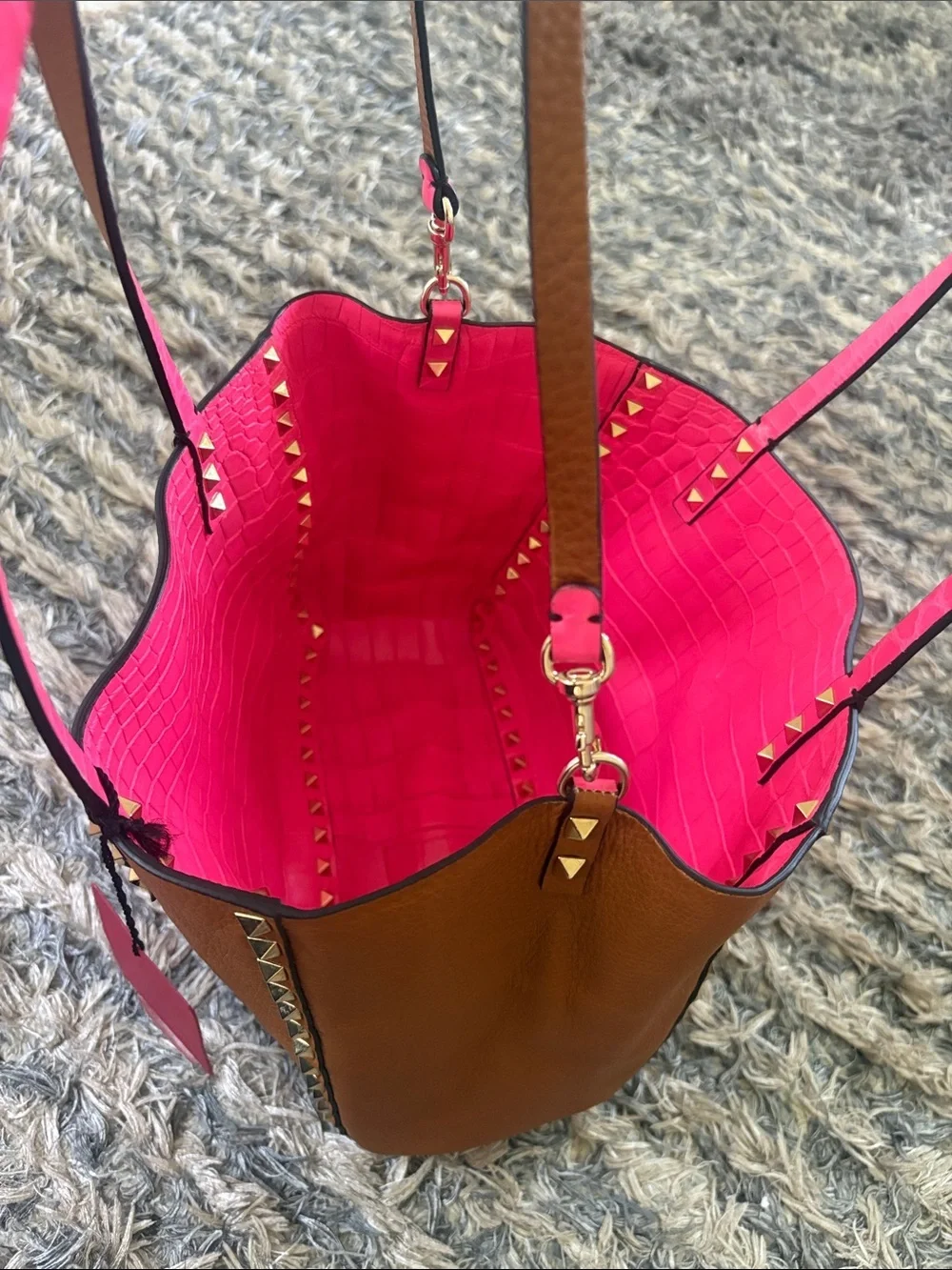 Valentino alligator skin pink/brown reversible bag Limited Collector Piece New